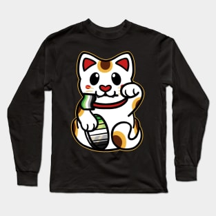 LGBTQ+ Pride Lucky Cat - Aromantic Long Sleeve T-Shirt